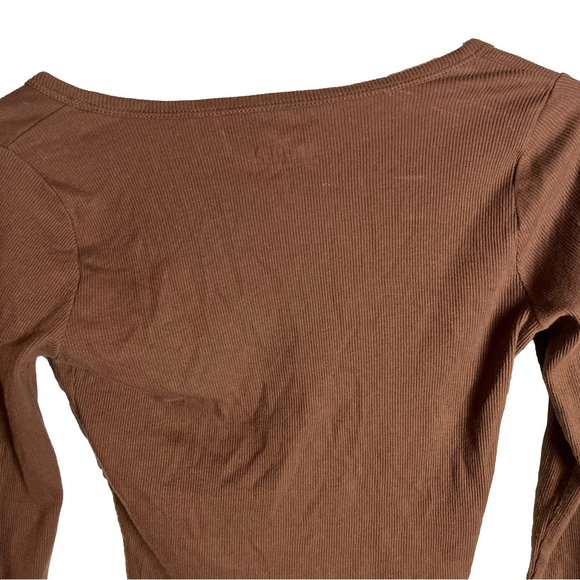 Vintage Hollister Brown Button Down Baby Tee XS Y2K - Picture 9 of 14